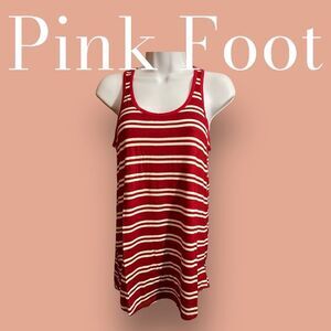 Pink Foot Red and White Striped Tank Sz S